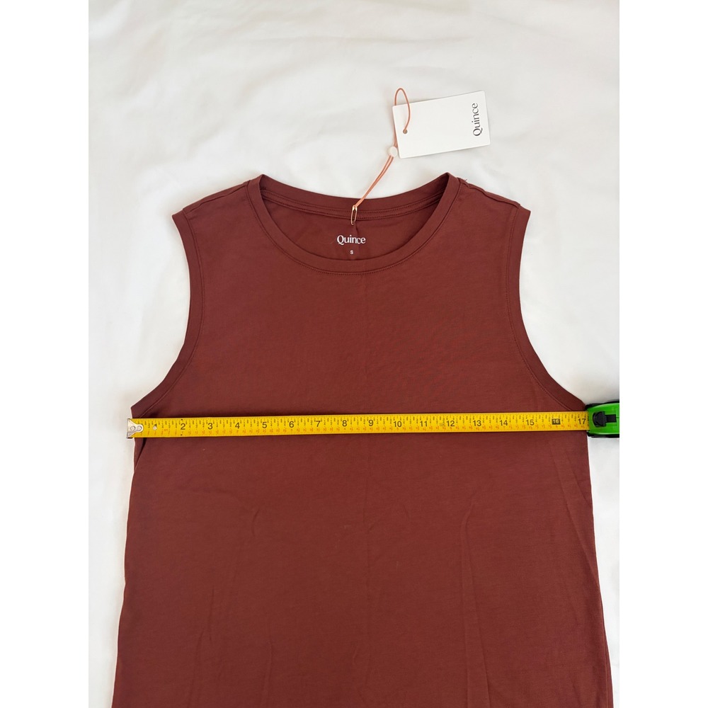 Quince Women Brown Cotton Modal Muscle Tee Sleeveless Crew Neck Top Size S NWT - Picture 3 of 8